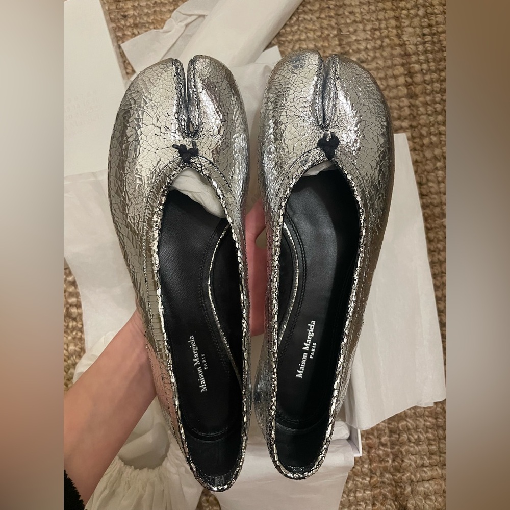 Brand New Maison Martin Margiela Metallic Silver Flats